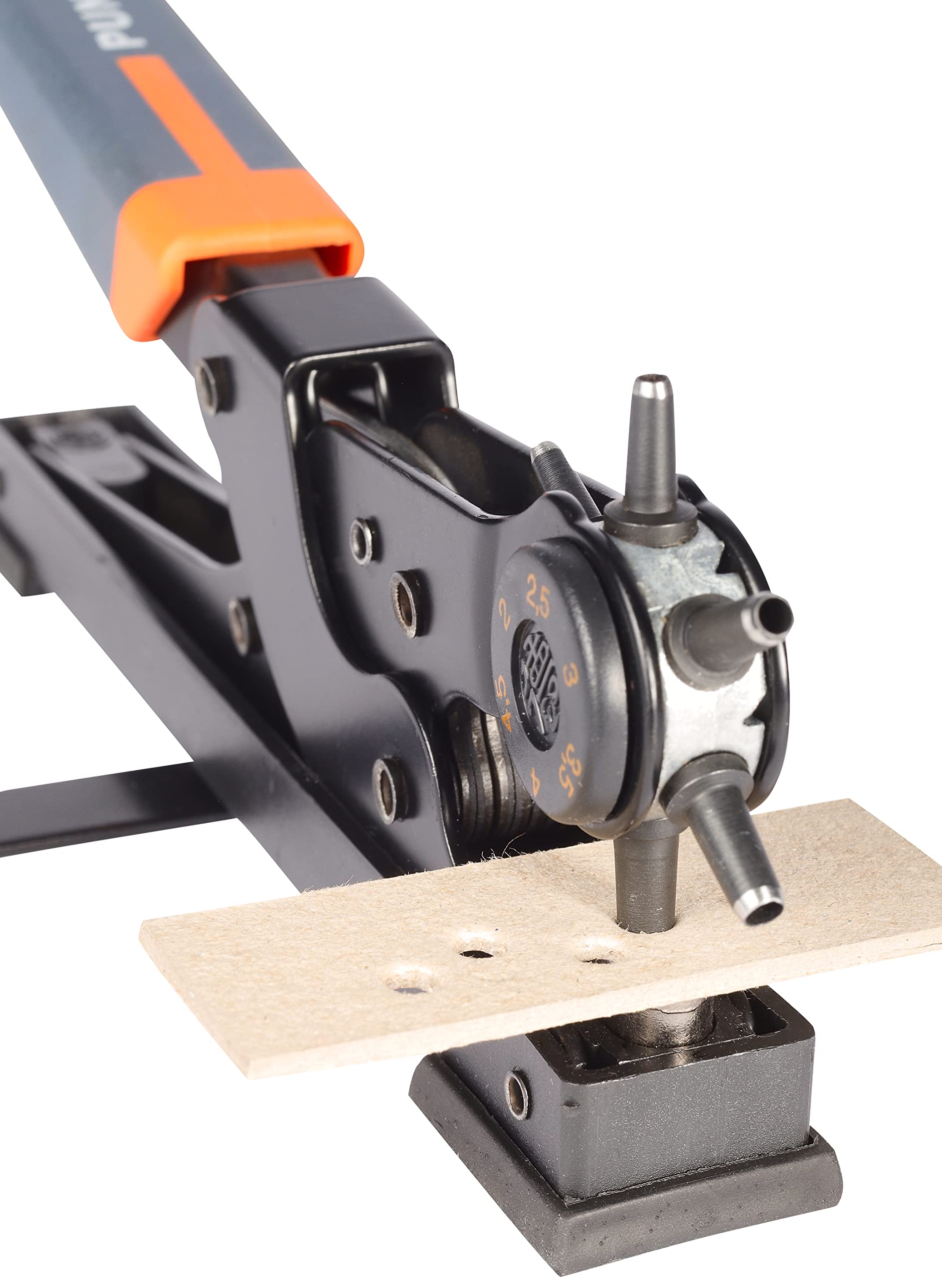 Pebaro 266 Revolverlochzange 250 mm Standmodell, Gürtellochzange, Lochzange für Uhrenarmbänder, Hundehalsband Gürtel, Leder, Papier, Stoff, Filz, Plastik, Holz, Lochdurchmesser 2-2,5-3-3,5-4-4,5 mm