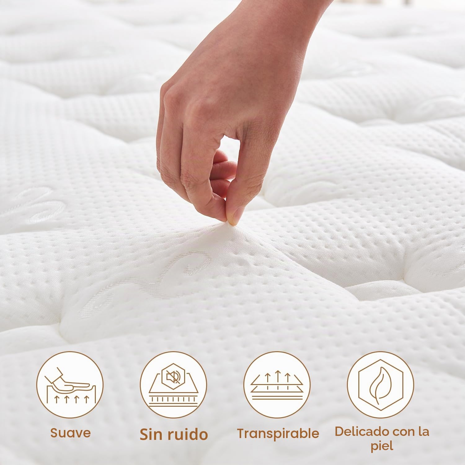 Hiepunos Colchón doble de 4 pies y 6 pulgadas, colchón de cama doble de 10.2 pulgadas, 7 zonas de muelles ensacados, firmeza media, sueño cómodo para aliviar el dolor de espalda y dormir pesado (135 x
