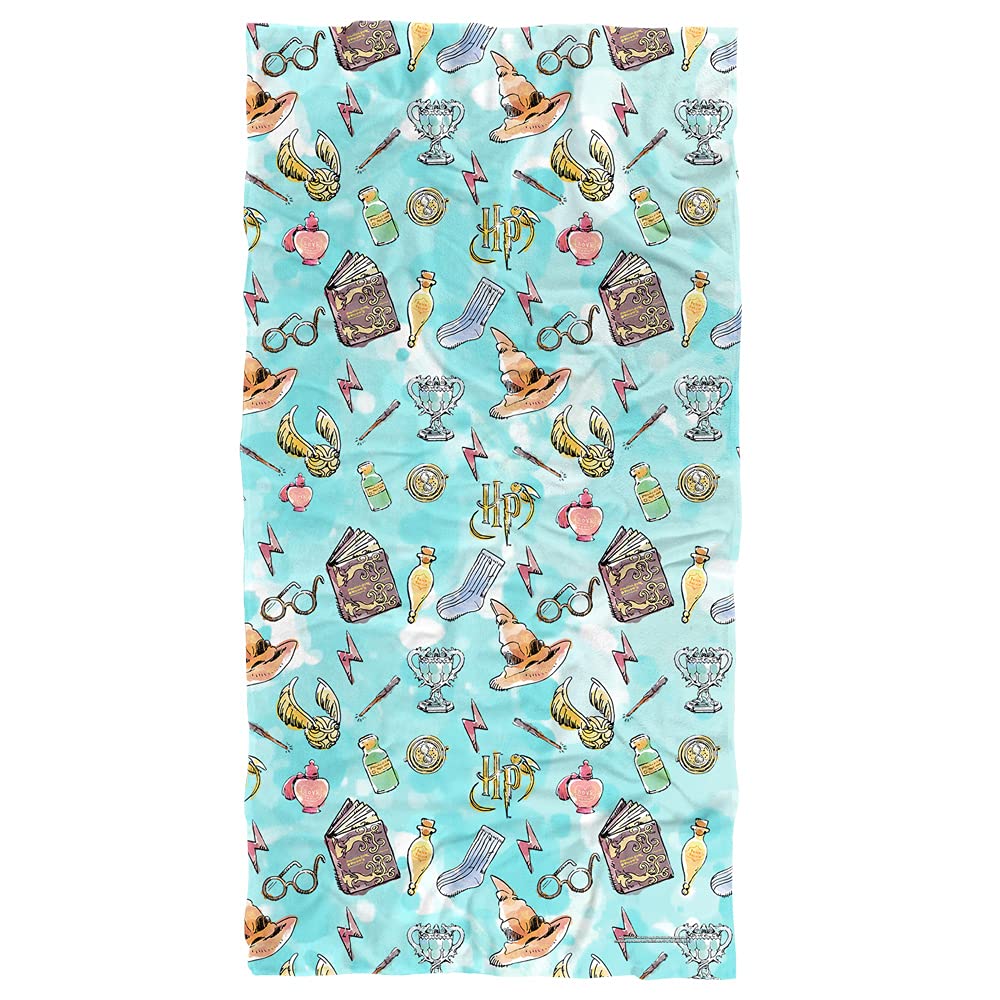 LOGOVISION Harry Potter Water Color Pattern Officially Licensed Beach Towel 30