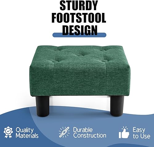 Miniatura 4 de BRIAN & DANY Reposapiés pequeño, reposapiés de lino con patas, reposapiés pequeño estable para sala de estar, verde Verde, Lino,Beige, terciopelo de