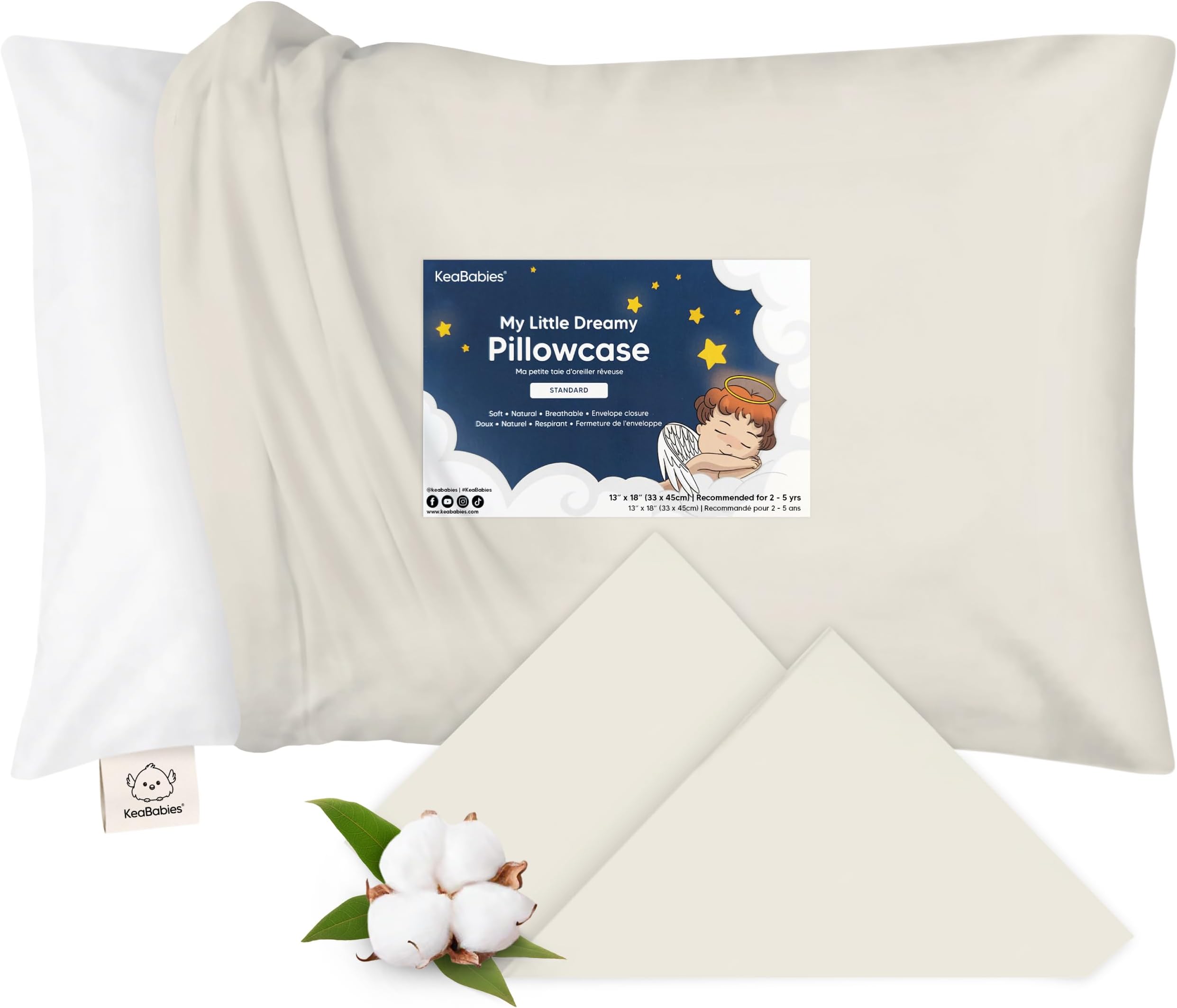 KeaBabies Toddler Pillowcase 13"x18" - Organic Cotton Toddler Pillowcase for Kids, Boys, Girls, Soft & Durable Cotton Cover for Miniature Sleepy Pillows, Cute Colors, Pillow Sold Separately (Clay)