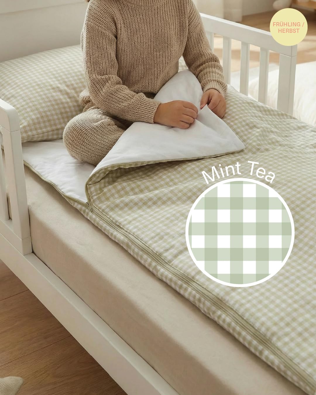 molis&co Schlafsack Kinder mit Kissen Baumwolle Baby Kinderschlafsack Set 140x70cm Kopfkissen 60x40cm Oeko-Tex 100