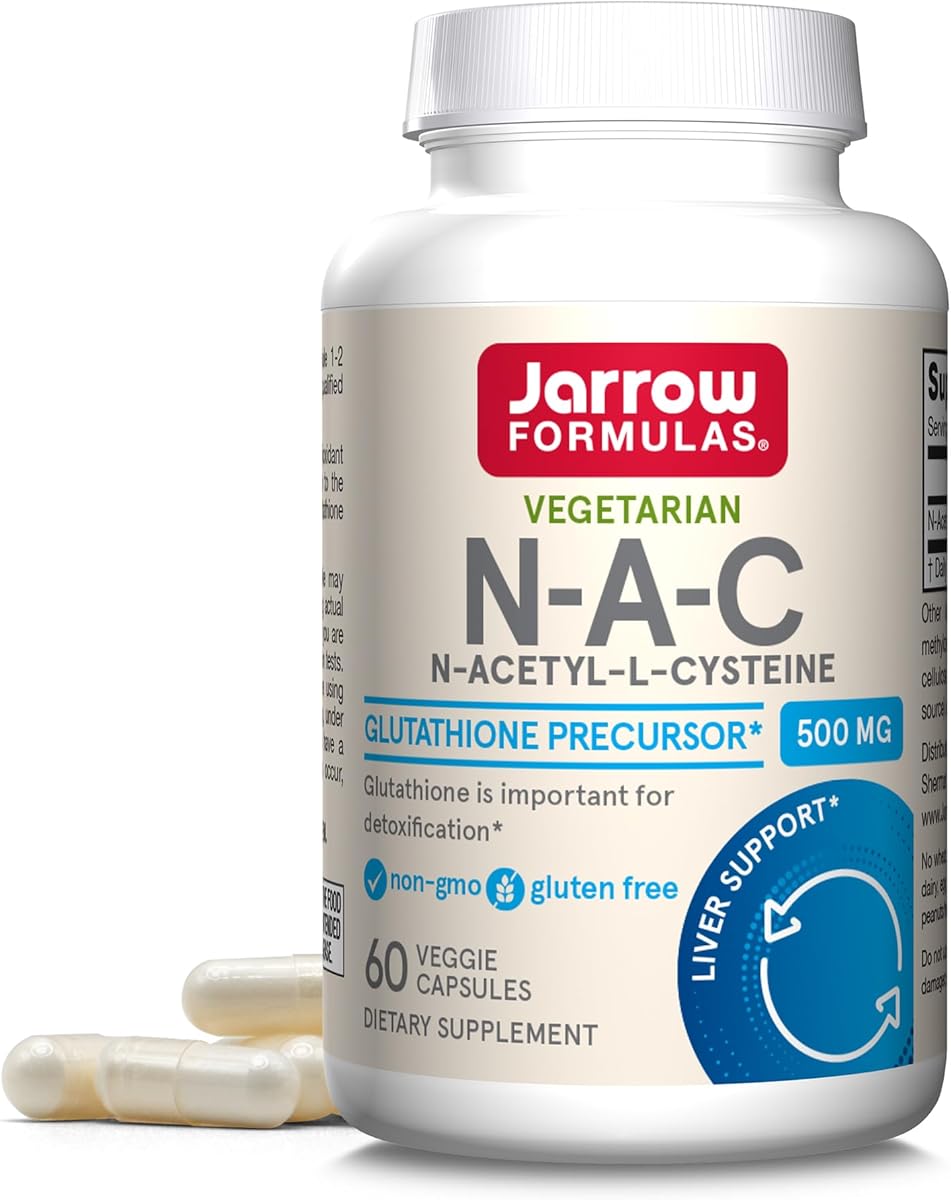 Jarrow Formulas® N-A-C 500 mg, Dietary Supplement, Antioxidant Support for Liver Health, 60 Veggie Capsules, 60 Day Supply : Everything Else