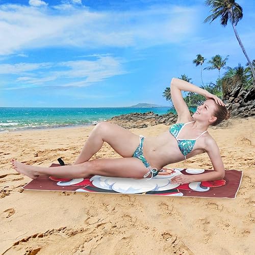 Miniatura 5 de ODAWA Toalla de playa de secado rápido con diseño de Papá Noel de Navidad, de gran tamaño, 30 x 60 pulgadas