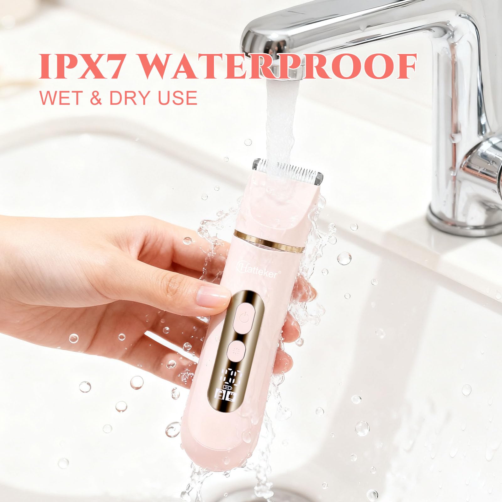 Maquinilla de afeitar eléctrica 4 en 1 para mujer, IPX7, impermeable, para piernas, brazos, facial y axilas, inalámbrica (rosa)
