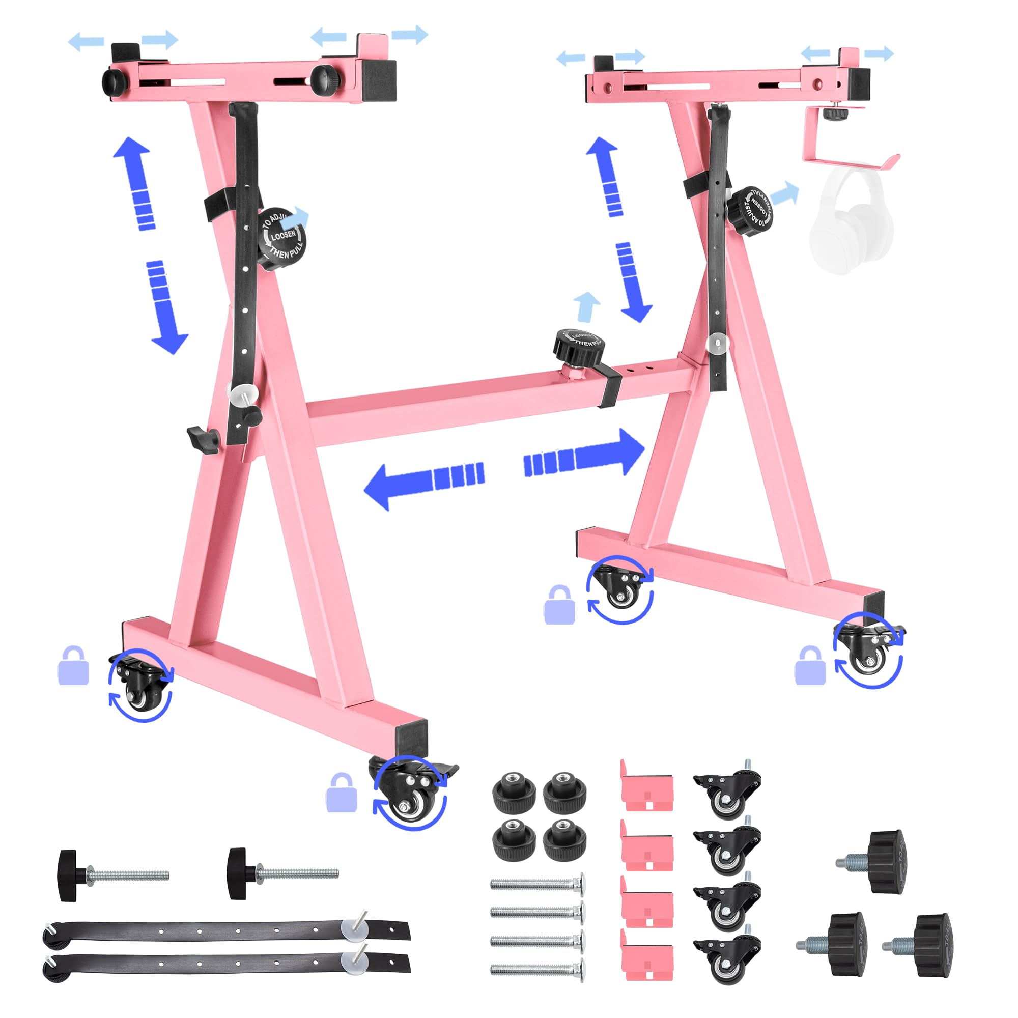 Universal Keyboard Stand, Z-style Heavy-Duty Piano Stand, Adjustable and Portable Piano Keyboard Stand for 61 and 88 Keys, Pink