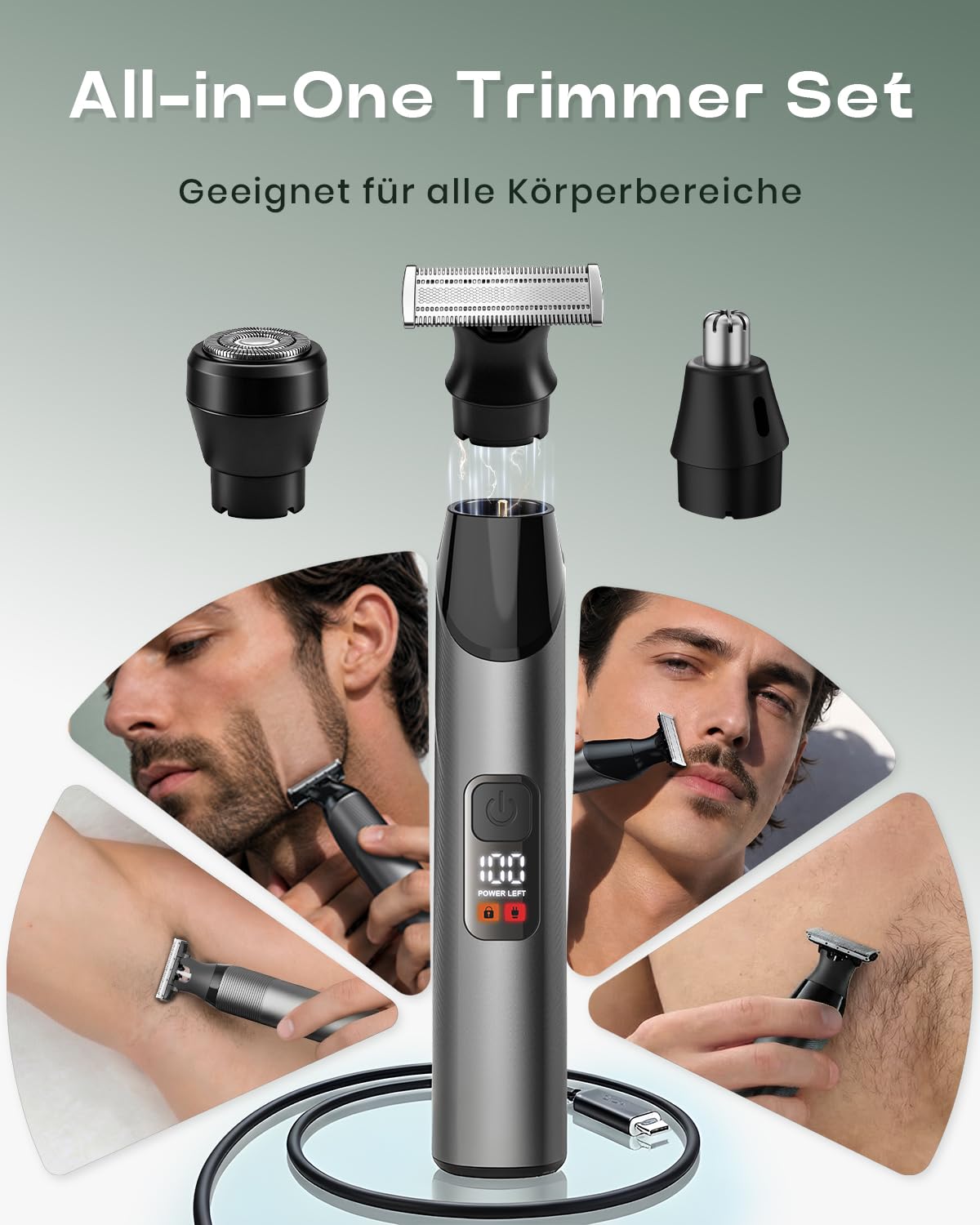 Intimrasierer Mann, Prettywill All-in-One Bodygroomer & Körperrasierer Herren mit Magnetkopf & Doppelklingen, IPX7 Wasserdicht, Elektrischer Rasierer für Ganzkörper & Gesicht, inkl. Aufsteckkämme