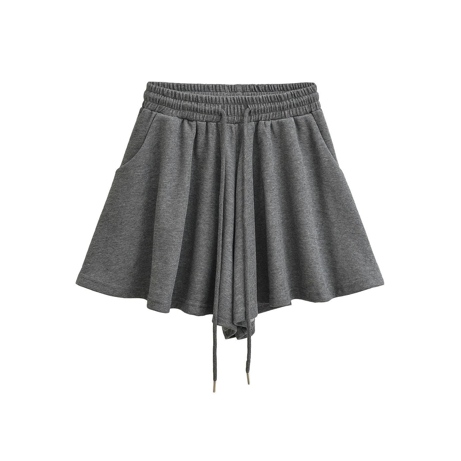 Pantalones Deportivos Falda Deportiva Casual para Mujer Falda de Tenis de Verano Media Falda-Gris Oscuro-S