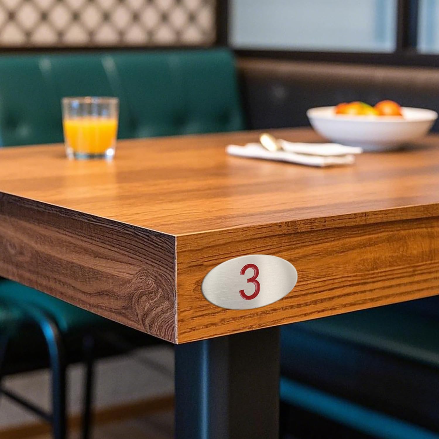 Oval Locker Cabinet Numbers, 304 Stainless Steel Engraved Table Signage Tags Labels - Red Numbers 1 to 30