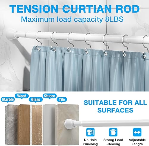 Vista 121 de 1 barra de cortina de tensión para ventanas de 27 a 50 pulgadas, barras de tensión de resorte, barras de cortina negras, barra de resorte ajustable