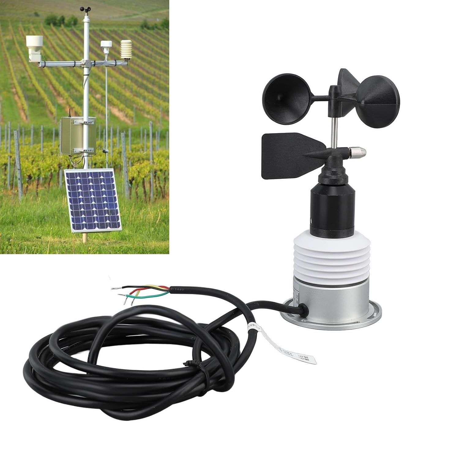 Luqeeg 5 in 1 Weather Meter Featuring Compact Design, Reliable Data, Ideal for Environmental Monitoring, with 2m Cable, for Wind Direction Measurement in Various environments