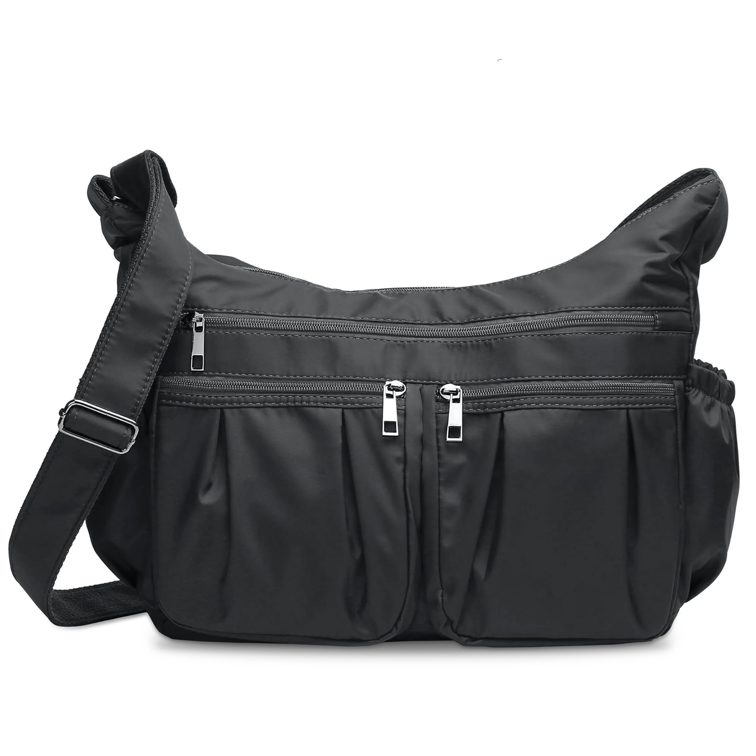 VOLGANIK ROCK Crossbody Purses for Women Shoulder Handbags Lightweight Waterproof Nylon Travel Bag Ladies Pocketbooks, Black - Large, Medium