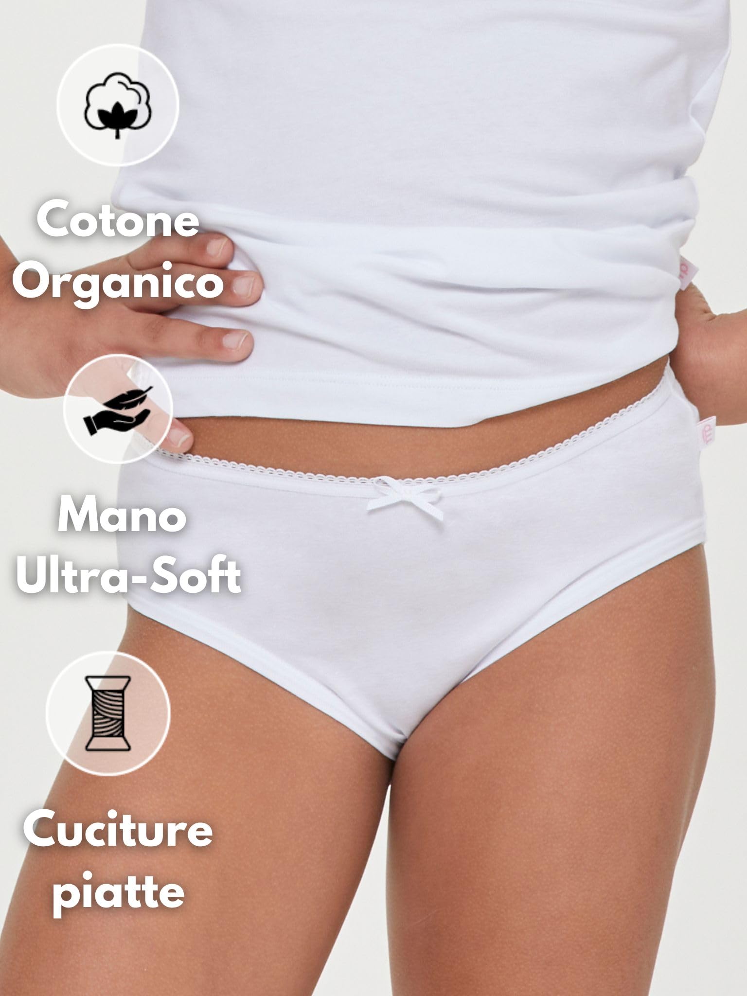 POMPEA 6 Pezzi Mutande Bambina in Cotone, Slip in Morbido Tessuto Jersey Elasticizzato con Cuciture Piatte