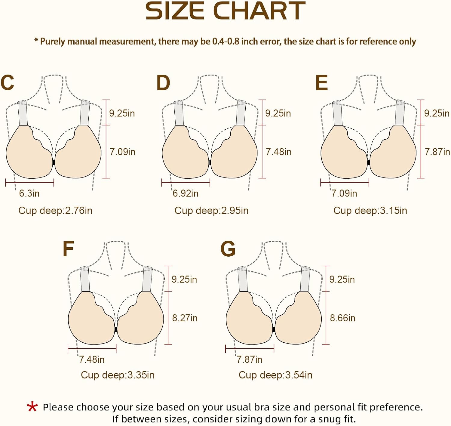 Sticky Adhesive Push-Up Bra for Women - Seamless Silicone Invisible Lift Bra, Backless Strapless Bras for Large Breasts
