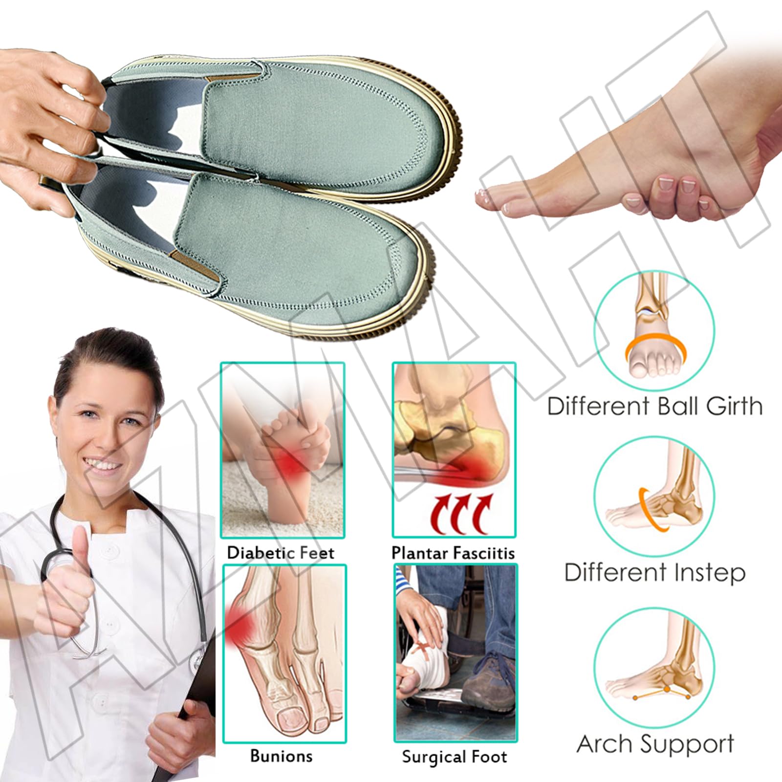 Scarpe Uomo Ortopediche Pantafole Piedi Gonfi sanitarie comode da Passeggio Ortopediche Casual Sneakers Scarpe per Diabetici Uomo Estive,Nero,42 EU