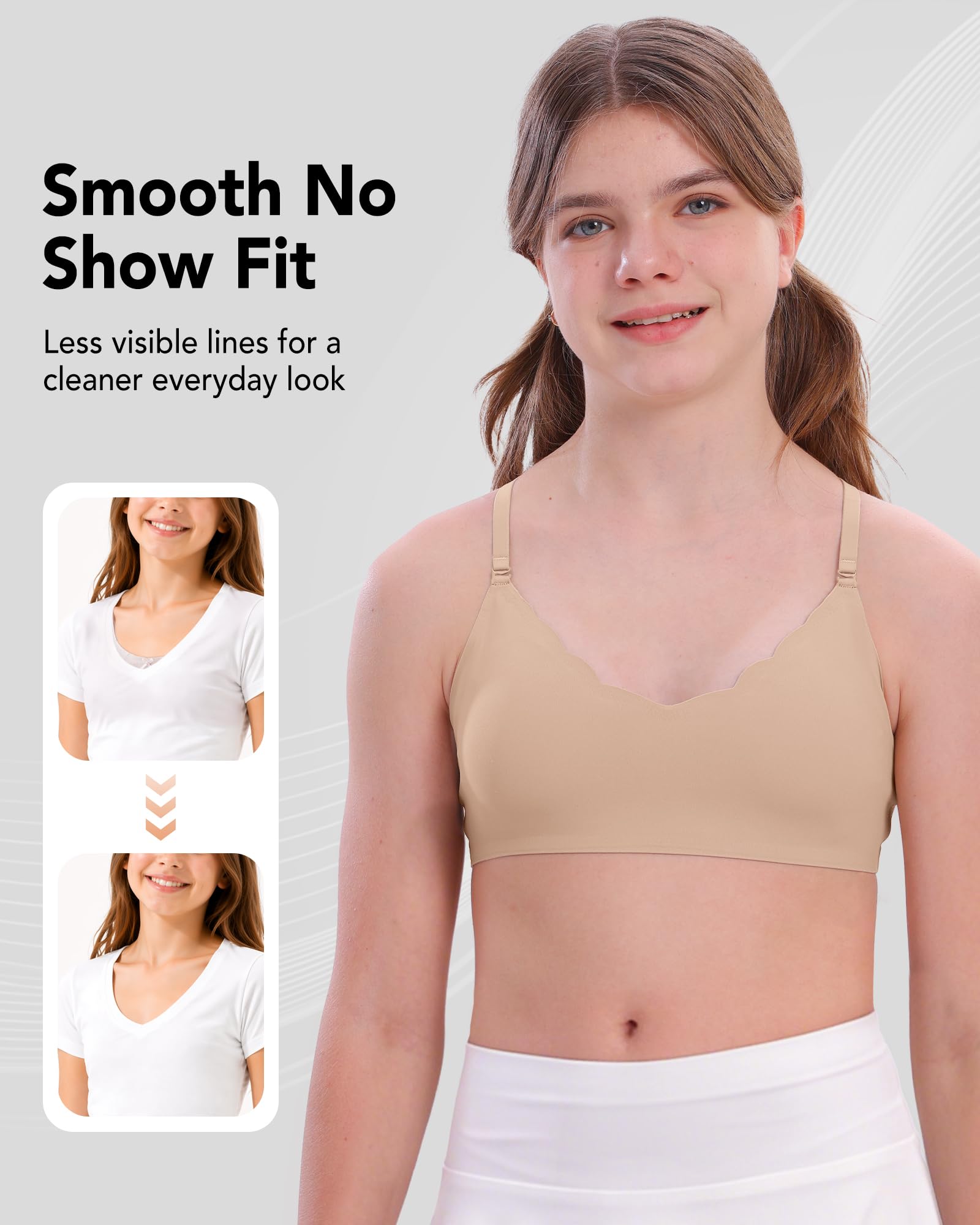 SALIA GIRL Brazos de aprendizaje para niñas y adolescentes, Sujetador sin costuras e invisible con un acolchado ligero y suave y correas ajustables