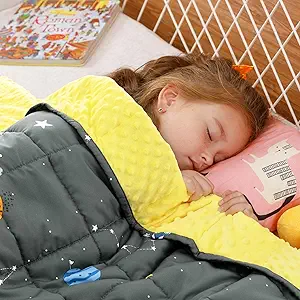 Uttermara Weighted Blanket 5 lbs, Ultra Cozy Minky Weighted Blankets with Cartoon Patterns, Heavy Blanket Great for Calming and Sleeping, 36x48 inches, Grey Space
