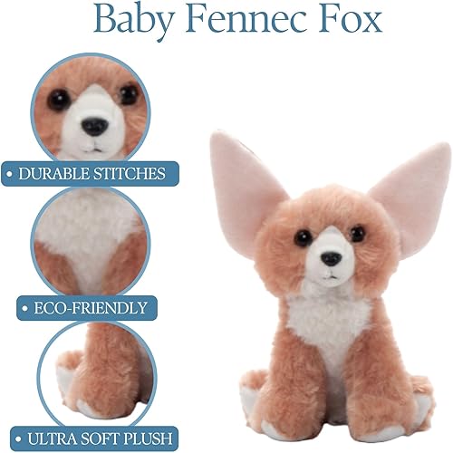 Miniatura 3 de The Petting Zoo Peluche de zorro Fennec, regalos para niños, animales del zoológico Wild Onez Babiez, juguete de peluche de zorro de 6 pulgadas