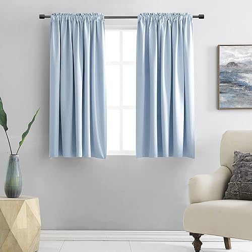Miniatura 65 de DONREN 2 Paneles Cortinas Opacas con Aislamiento Térmico Azul Marino - Cortinas de Tela Sólida Suave Lisa y Pesada para Dormitorio (Azul Oscuro, 42