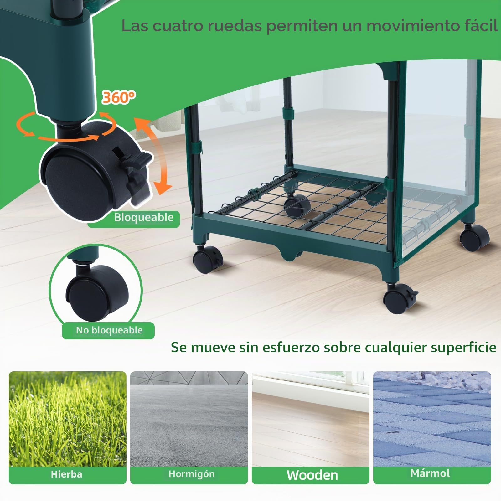 Ohuhu Mini invernadero de 4 niveles con ruedas para interiores y exteriores, invernadero portátil de plástico pequeño con cubierta duradera para plántulas, regalo ideal de jardinería para mujeres y