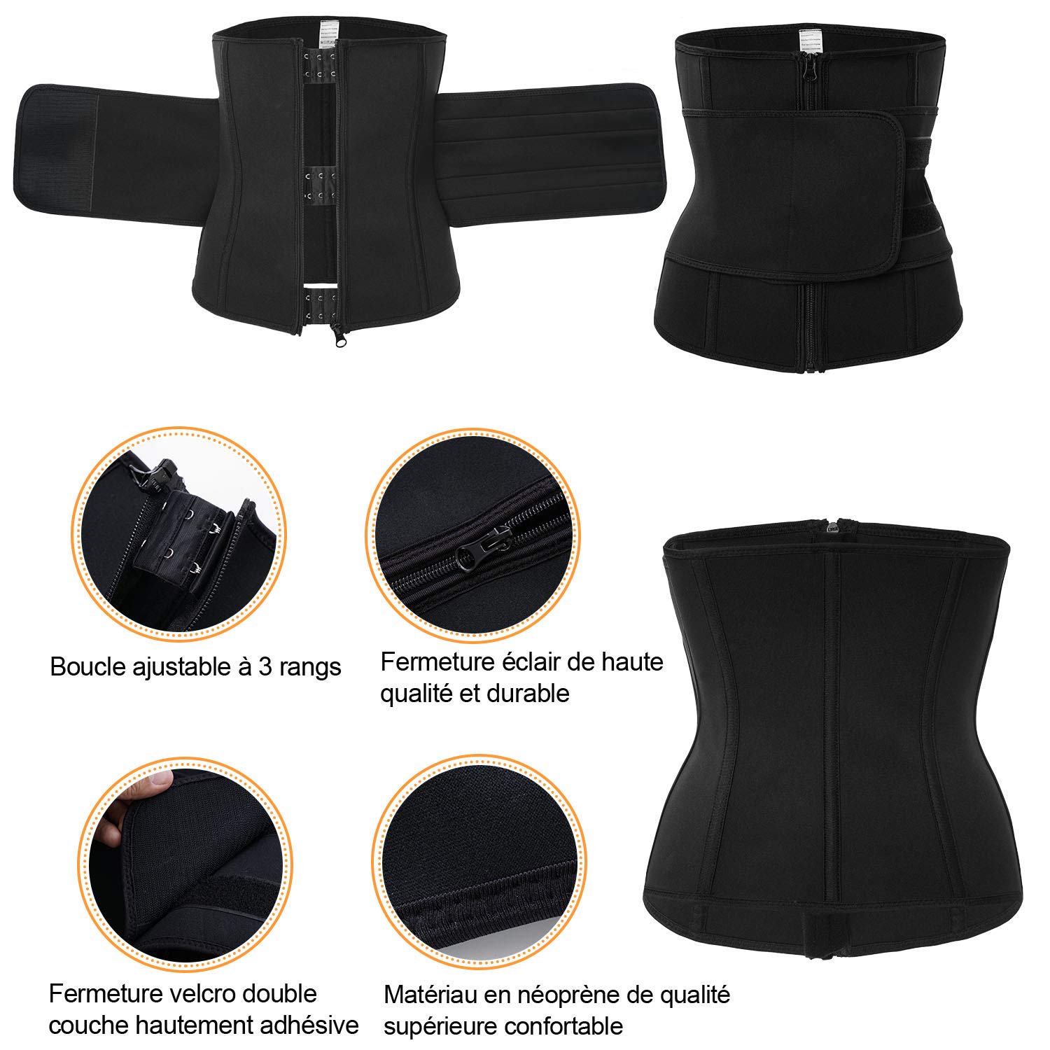 Ceinture de Sudation Femme Serre Taille Cincher Corset Minceur Ceinture Abdominale Amincissante Néoprène