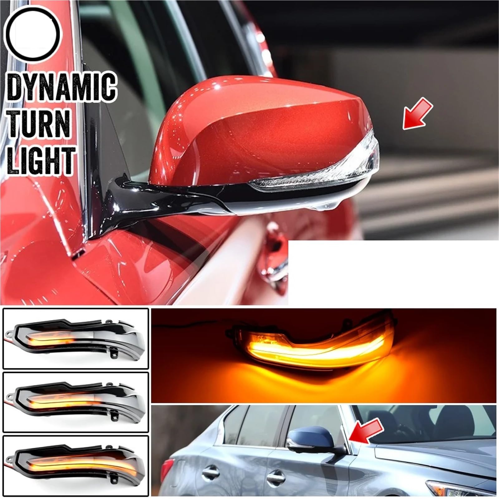 Retrovisor luces de giro Para Nissan Para Skyline 2015 2016 2017 2018 Señal De Giro Dinámica LED Indicador De Espejo Lateral Luz Secuencial Intermitente Intermitente espejo