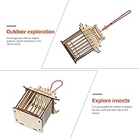 Vista 6 de balacoo Caja de madera para saltamontes jaula de hábitat de jardín colgante jaula para grillos saltamontes marrón claro 1