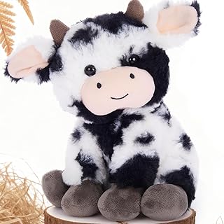 Muiteiur 10 Inch Super Soft Sitting Cow Plush Toy for Farm Storytelling & Learning