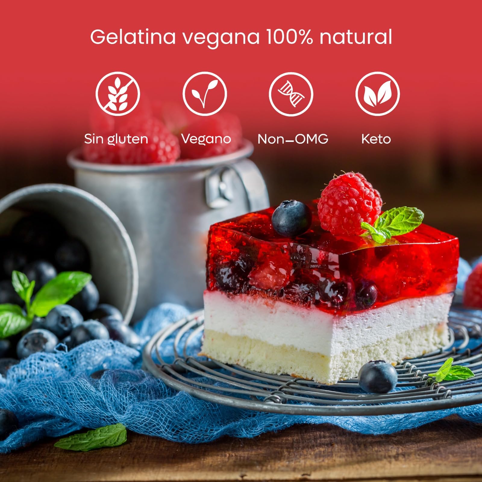 Agar Agar en Polvo 115g - Gelatina Neutra y Natural, Sustituto Vegano - Ideal para Cocinar, Postres y Jaleas