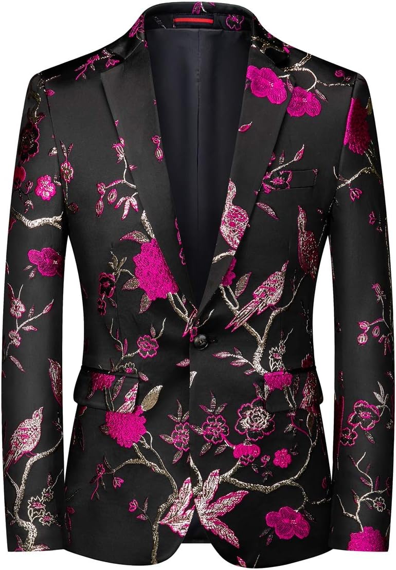 Mens Casual Slim Fit Suit Jacket 1 Button Daily Blazer Business Sport Coat Tops