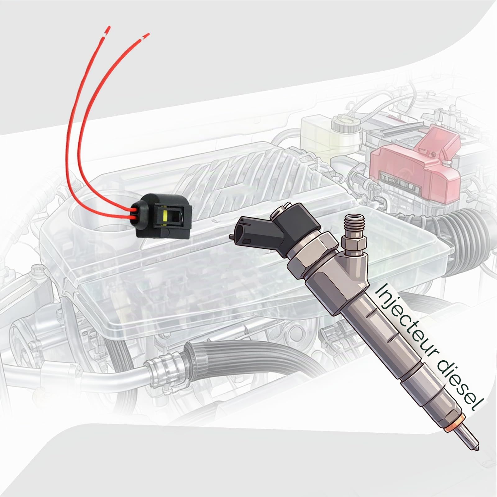 Lot de 4 connecteurs d'injecteur diesel à 2 broches pour Bosch A1685452928 1685452928 50290937 L-BW50290937​ 1967412-2 Connecteur d'injecteur diesel