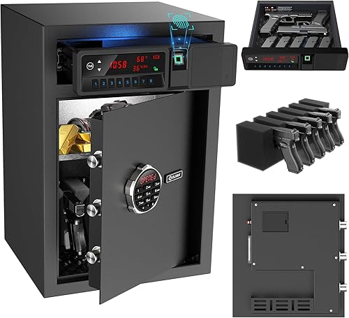 Caja fuerte deslizante con pantalla LCD de temperatura, humedad, tiempo, seguridad para el hogar electrónica para dinero en efectivo valiosos,