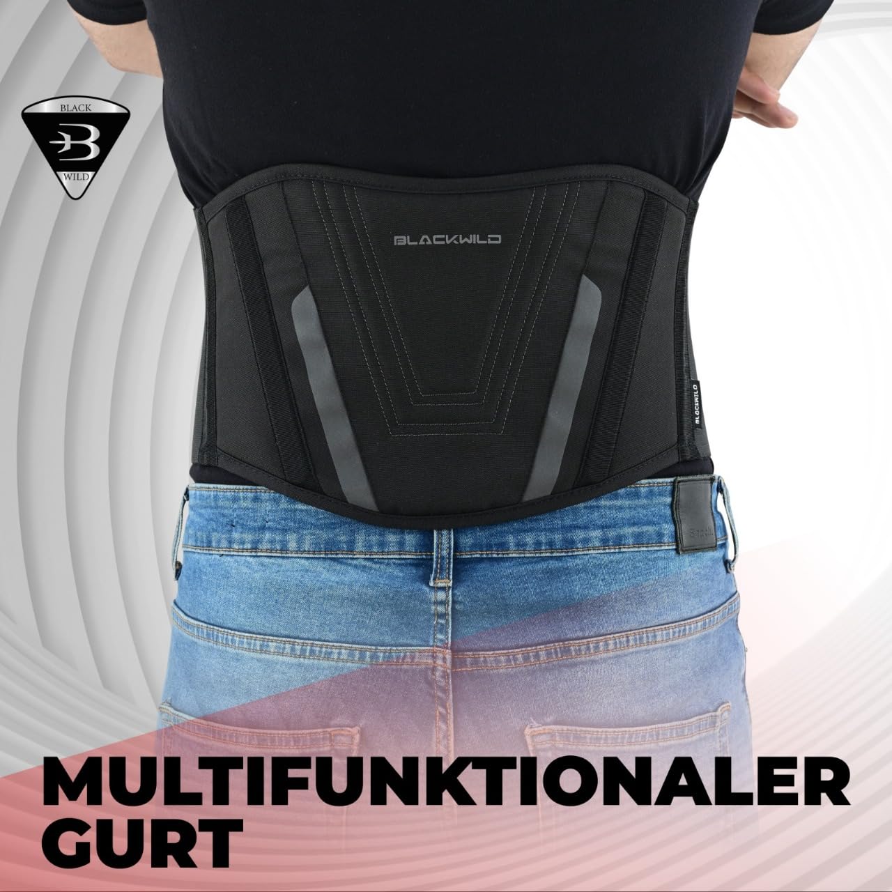 BLACKWILD - Cintura lombare per moto, unisex, colore nero primario stabilizzazione efficace della zona lombare, tiene al caldo i reni