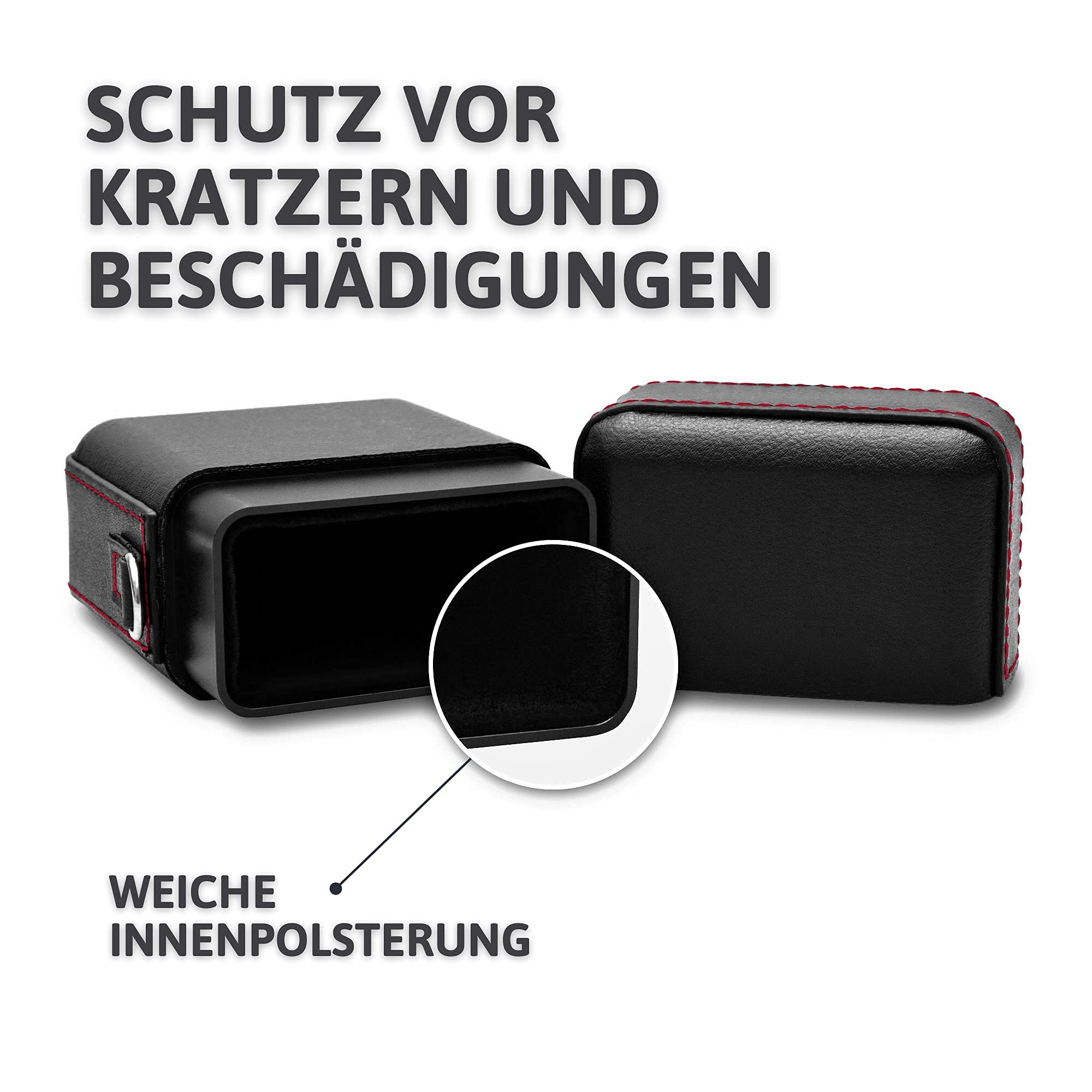 Keyless Go Schutz Autoschlüssel - Extra Groß - TÜV geprüft - Zuverlässige Funkschlüssel Abschirmung - RFID Blocker Schlüsseletui Echt-Leder - Auto Diebstahlschutz Box - Schwarz