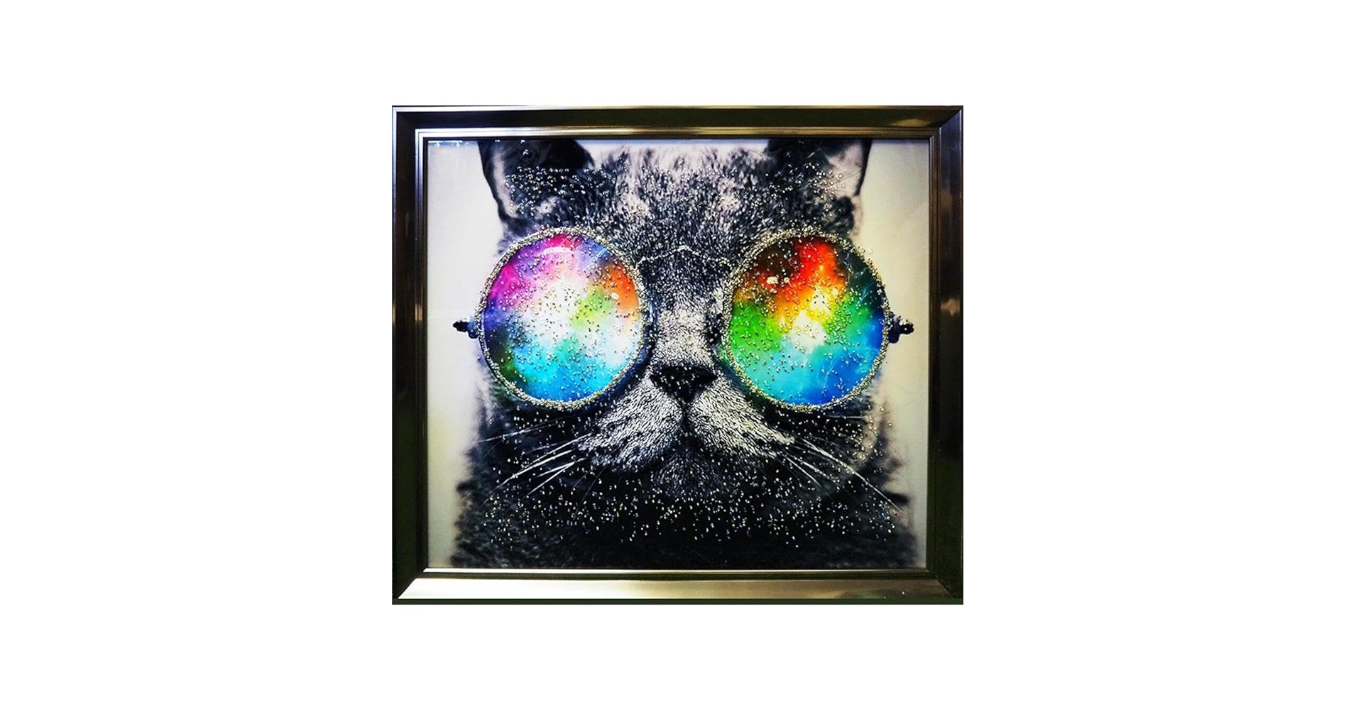 Amazon.co.jp: クリスタルアートキャットグラス 66×56cm アート