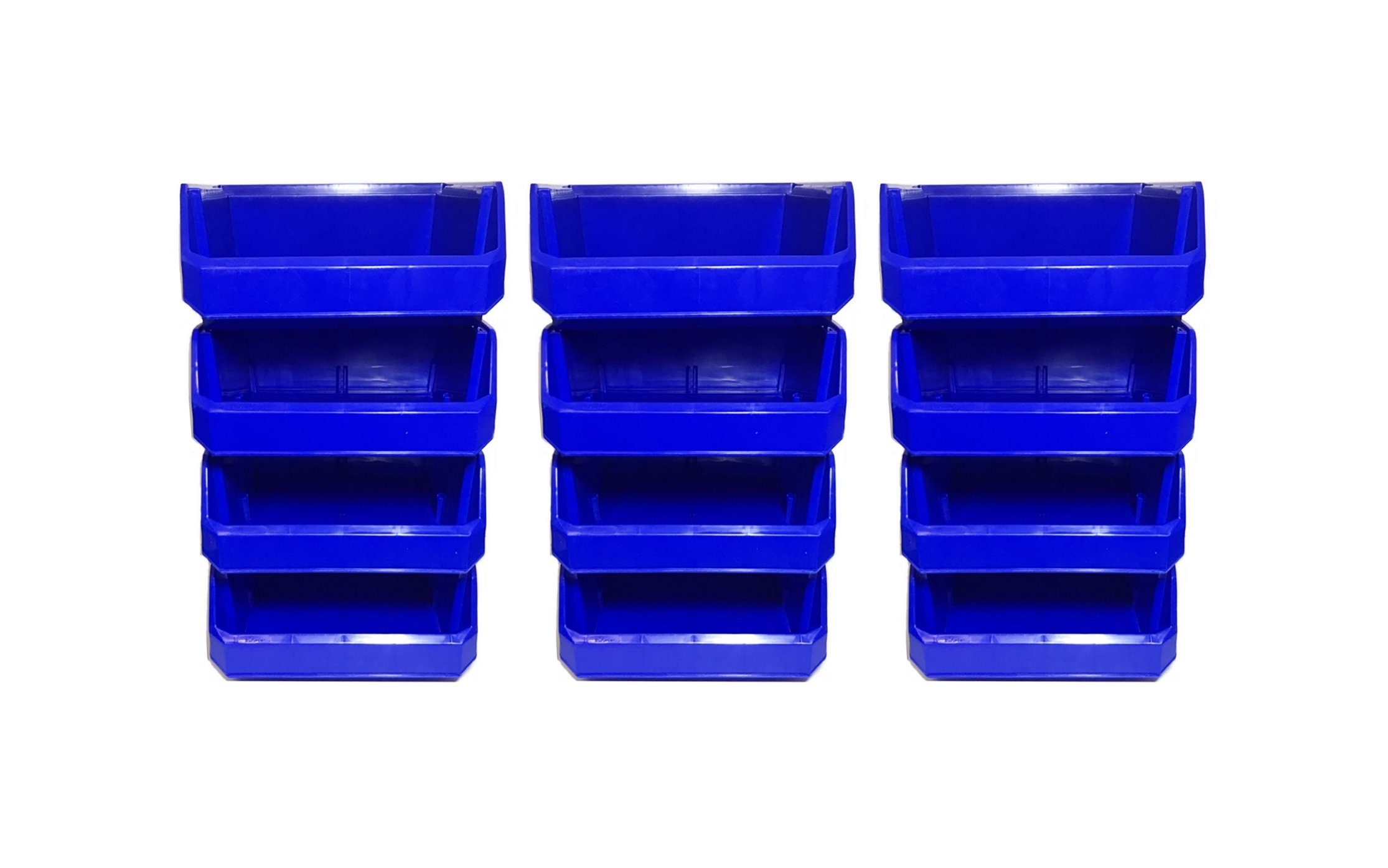 10 7/8" x 11" x 5" Plastic Inventory Storage Stacking Shelf Parts Bins (12)