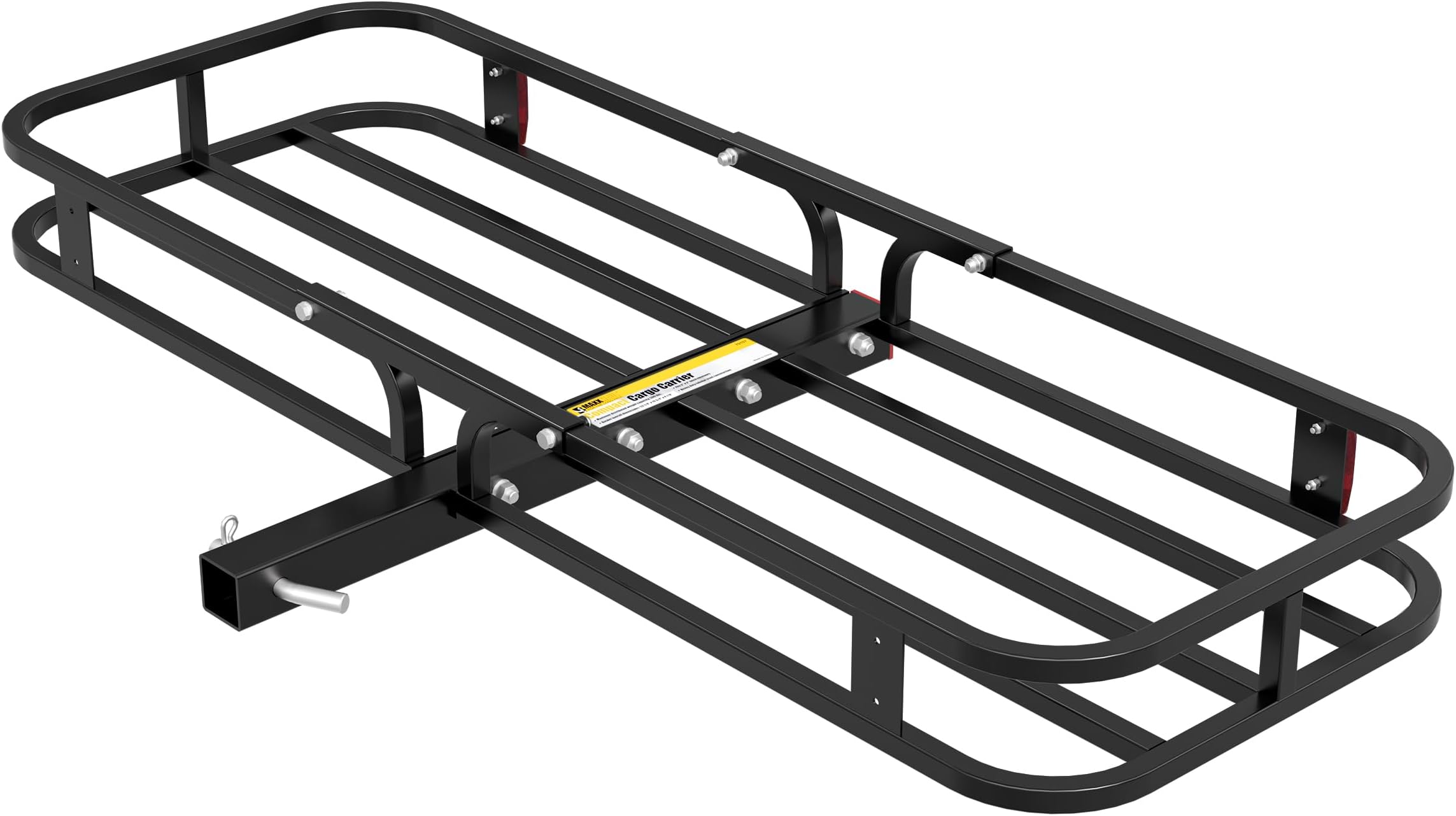 Maxxhaul 70107 53" X 19-1/2" Hitch Cargo Carrier - Trailer Hitch Mount Steel Cargo Carrier With High Side Rails For Rv'S, Trucks, Suv'S, Vans, Cars With 2" Hitch Receiver - 500-Lb Load Capacity, Black