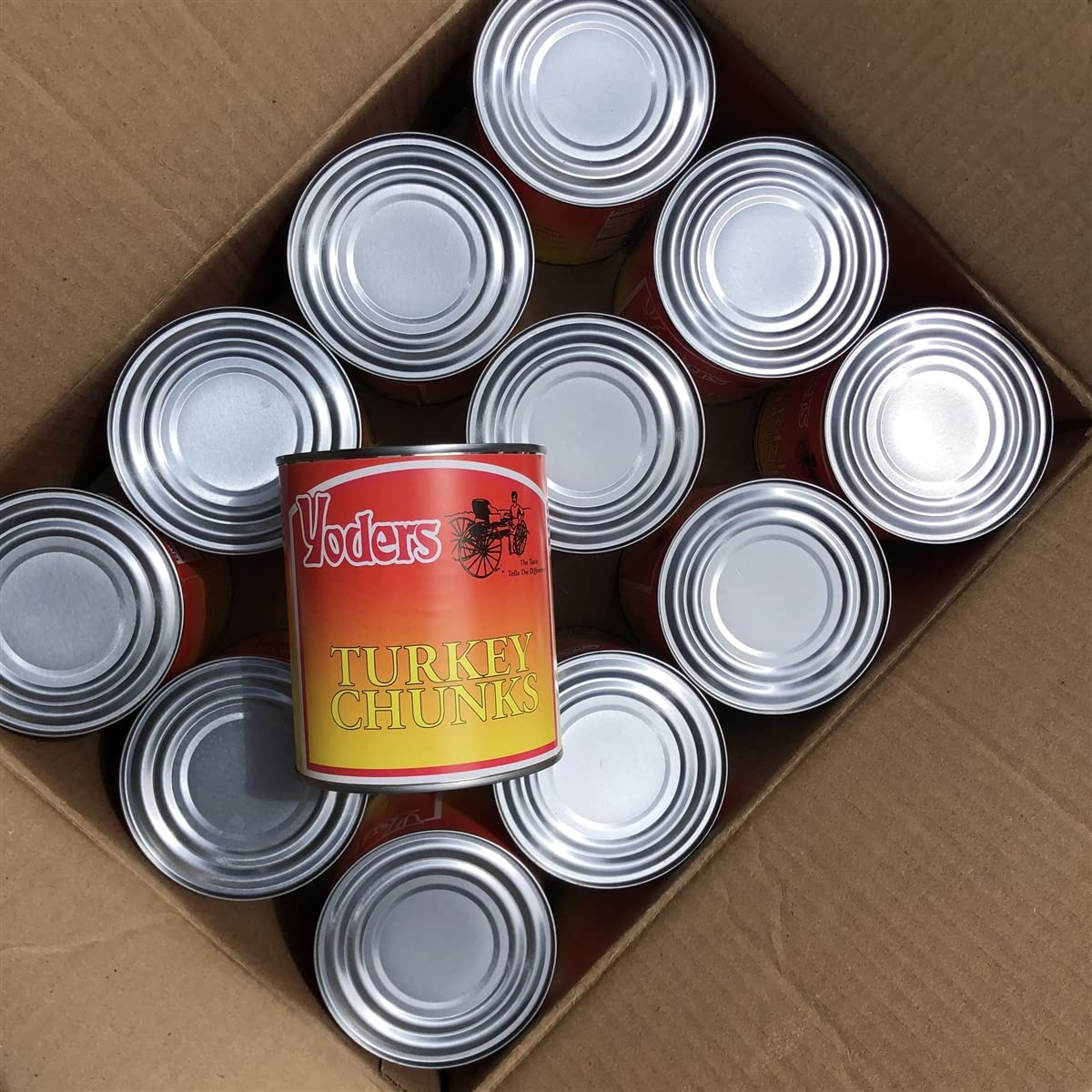 Yoder's Fresh Real Fully Cooked Canned Turkey Chunks Ready to Eat Emergency Survival Food | Premium Quality Meat Ideal for Camping | Travel and Long term Food Storage Full Case (12 Cans) 28 oz. Cans