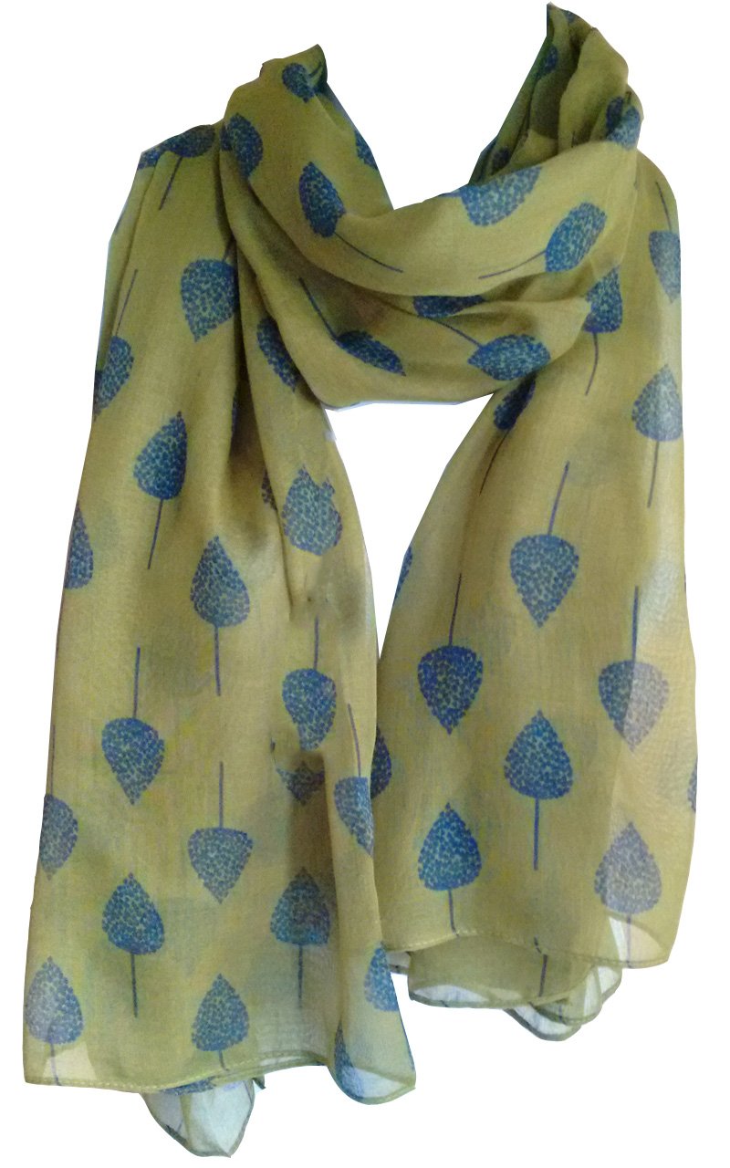 Glamlondon Women's Green - Trees7015 Floral Scarf Leafy Leaf Trees Printed Large Soft Sarong Shawl Wrap (Green - Trees7015)