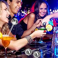 Vista 4 de Sawysine 24 piezas de bolas de discoteca, agitadores de cóctel, bola de discoteca plateada decorativa, palitos de mezclar de 20 cm de plástico