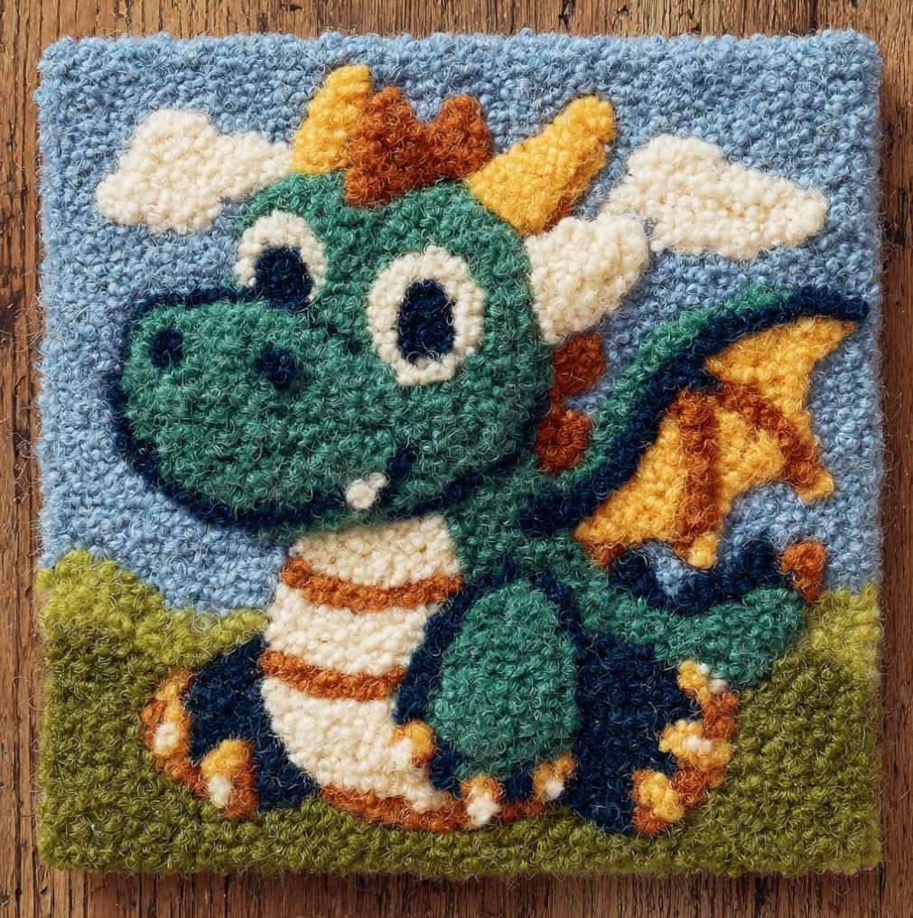 Taxpy Latch Hook Cushion Kits Dragon Pillowcase Kits Embroidery Kit 17X17 Inch DIY Needlework Pillow Cover Sofa Cushion Rug Making