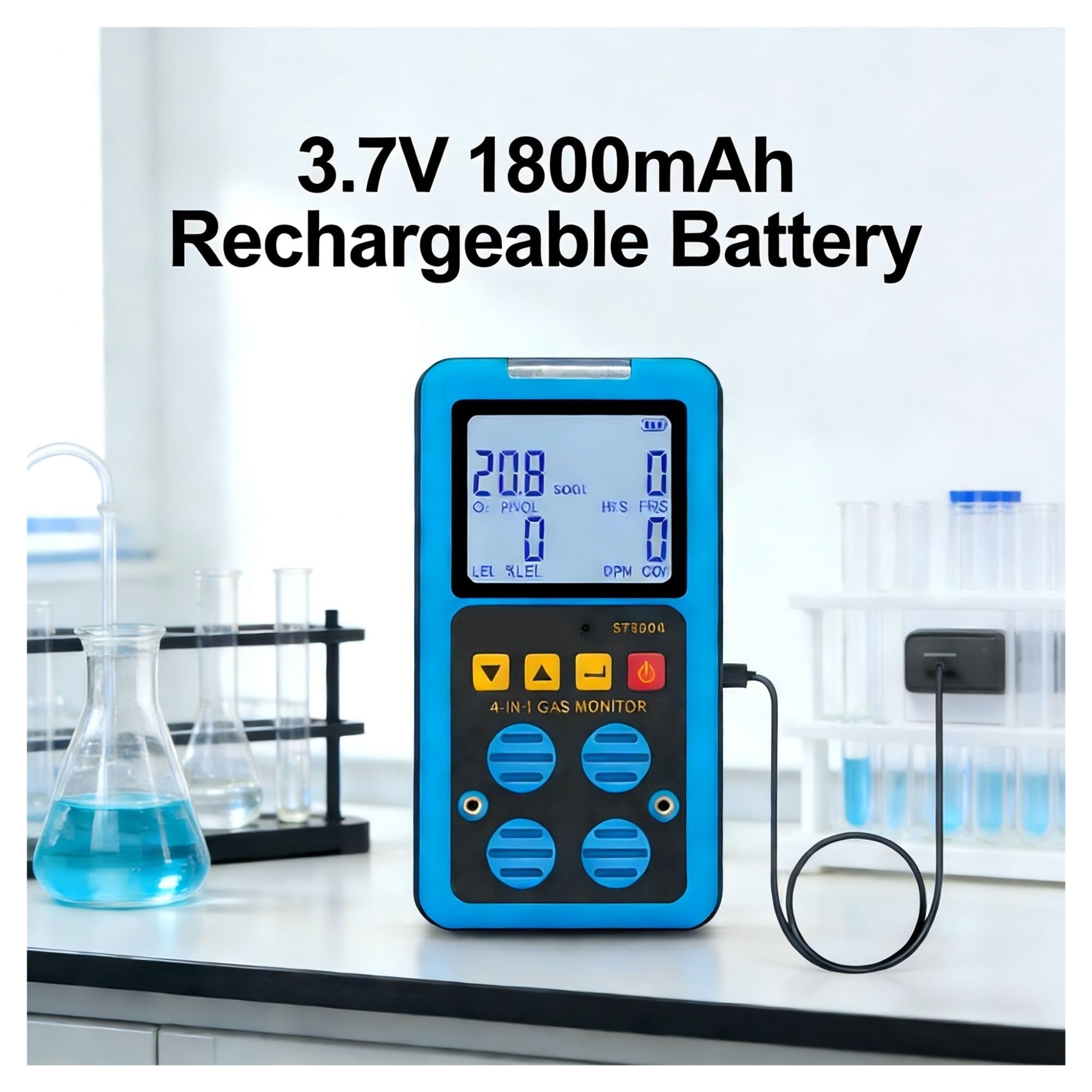 ST8904 Gasmonitor, industrielles Sicherheitsgerät zur Erkennung mehrerer Gase, CO/H2S/O2/UEG-Gasdetektor mit Alarmleuchte