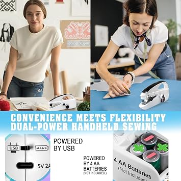 Hand Held Sewing Machines For Beginners, Hand Held Sewing Machines For Hemming with Test Fabric(Not second-hand), Easy To Use Heavy Duty Rechargeable Hand Cordless Sewing Machine For Adults, Women