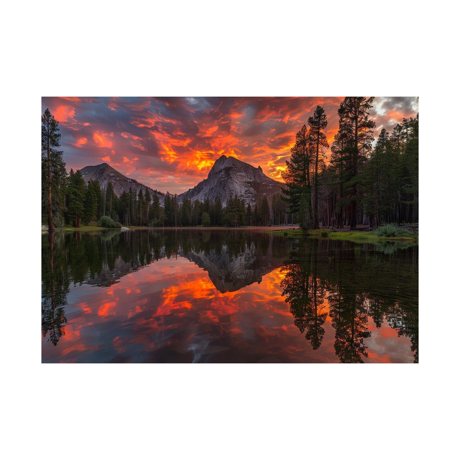 Tableau decoration murale pour masquer un mur vide grand format foret lac - 7