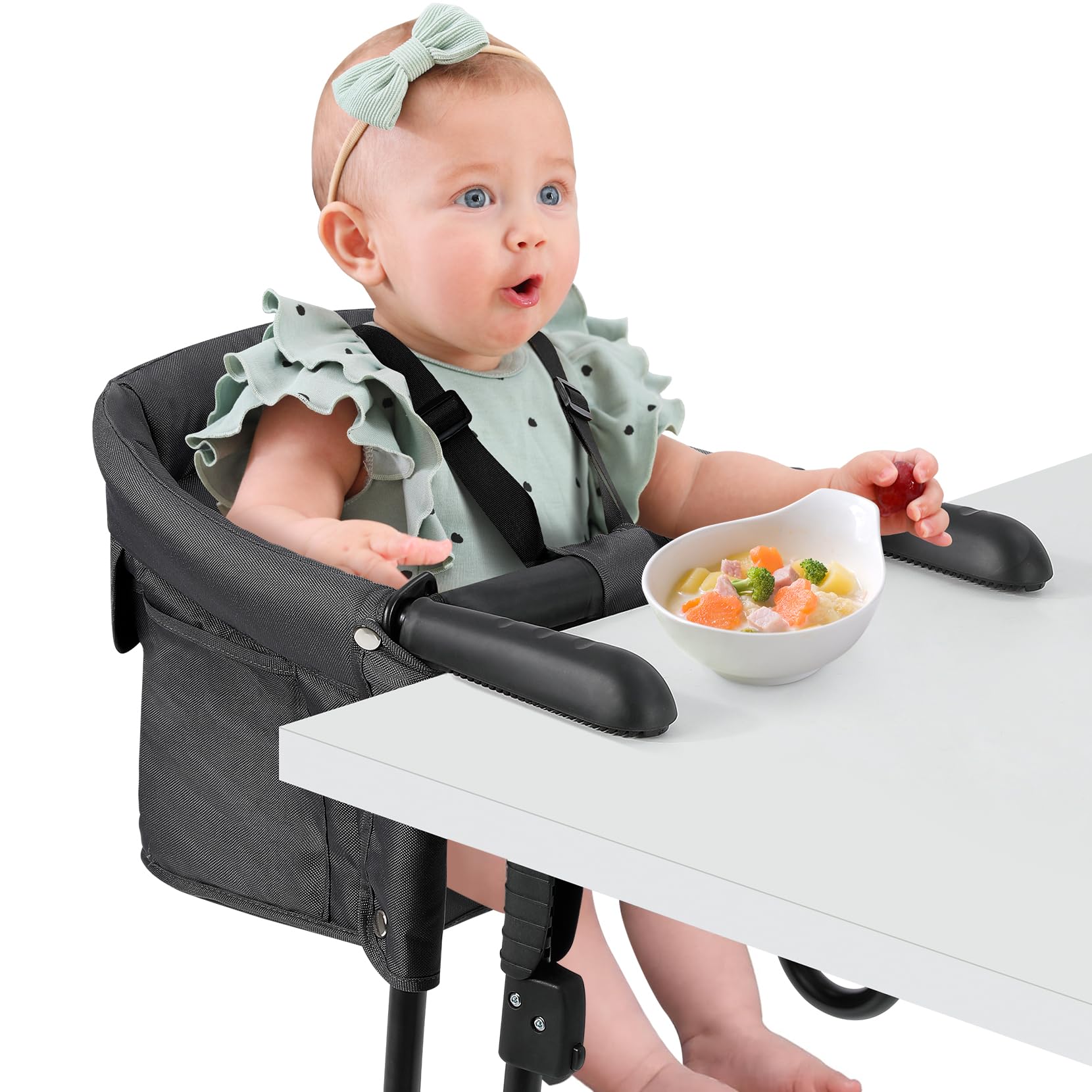 Ezebaby Hook on High Chairs, Secure Clip on High Chair for Baby, Compact Fold-Flat for Easy Storage, Fast Table Chair with Baby Seat, Portable