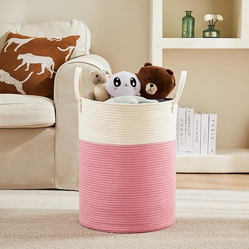 Miniatura 23 de YOUDENOVA Jute Rope Laundry Hamper Basket, 58L Tall Woven Collapsible Baskets for Blanket Organizing Clothes Hamper for Laundry Bedroom Storage