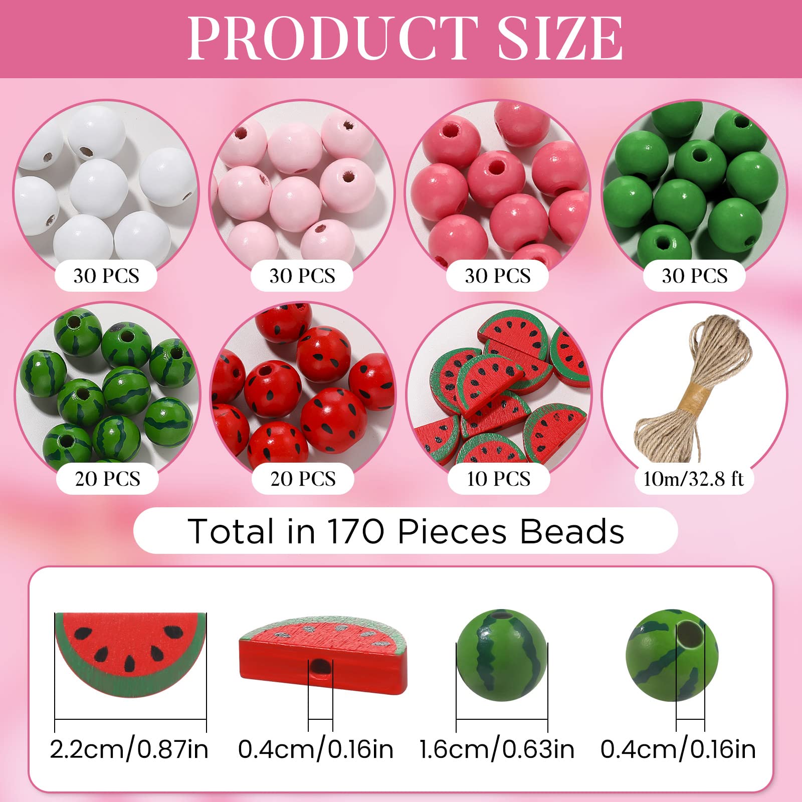 Amazon.co.jp: TXIN 170個 スイカウッドビーズセット 16mm カラー木製 