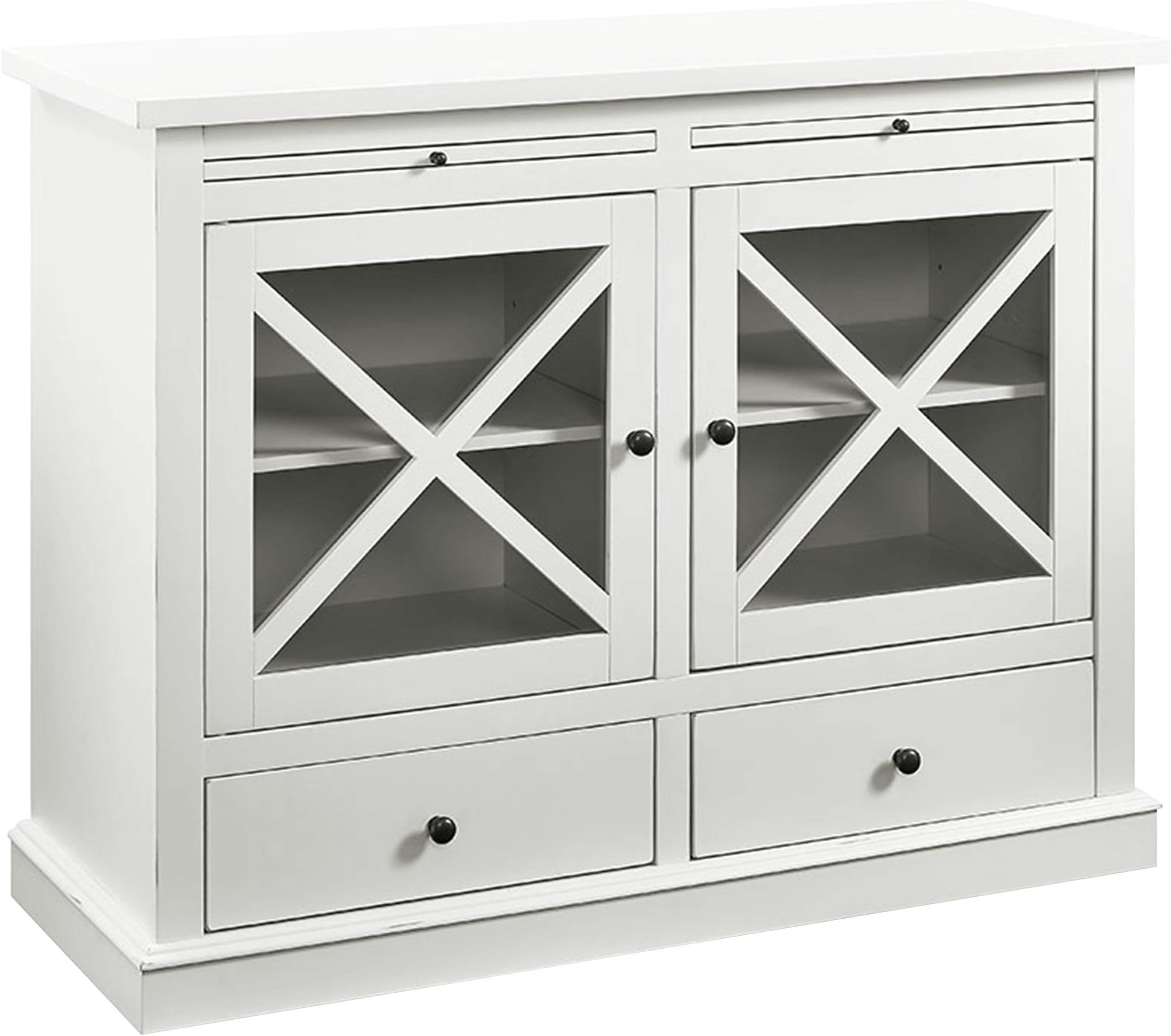 Crosley Furniture CF6121-WH Jackson Accent Cabinet with Glass Doors, White