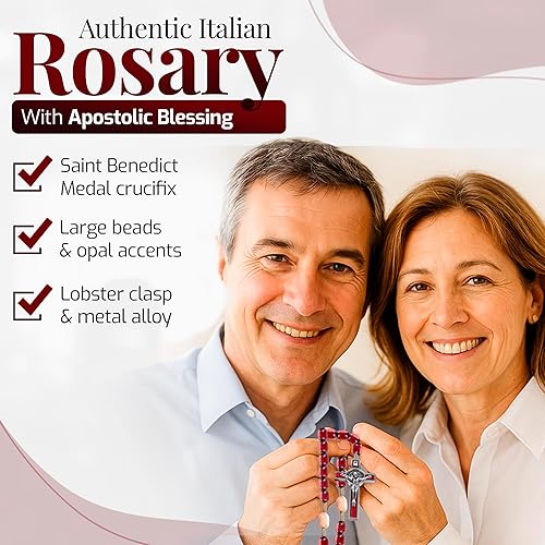 Miniatura 4 de Rosario italiano con bendición apostólica del Papa León XIV Collar católico de cuentas grandes para espejo de coche, primera comunión, regalo