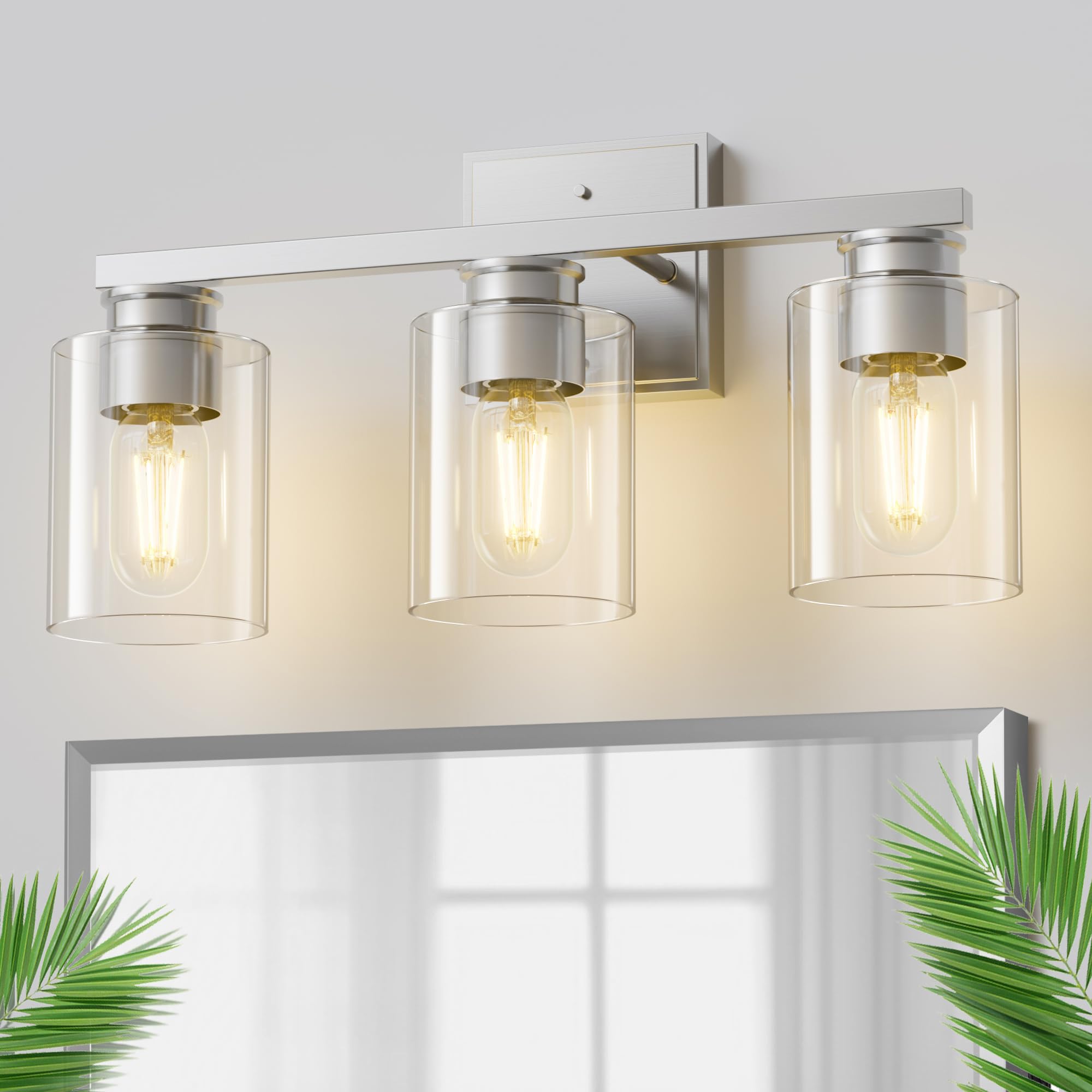 L LOHAS LED 3-Light Bathroom Vanity Light, Nickel